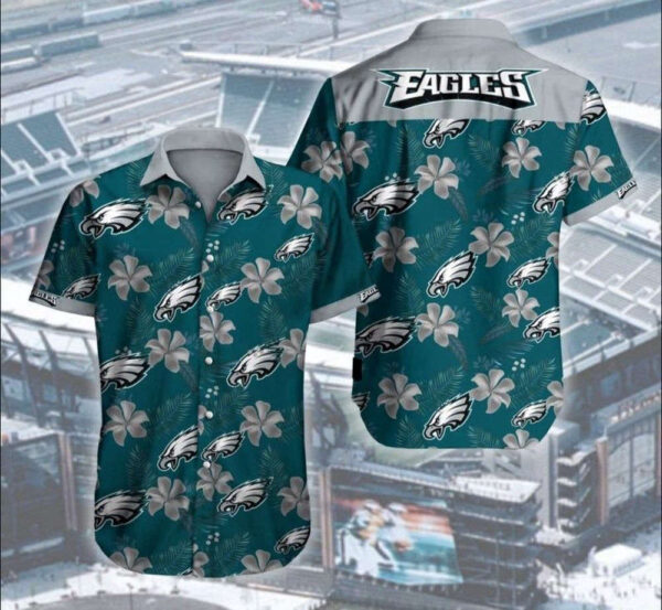 Philadelphia Eagles Hibicus NFL Button Hawaiian Shirt For Men Women