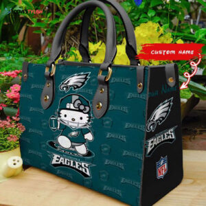 Philadelphia Eagles Kitty Women Custom Name Leather Hand Bag
