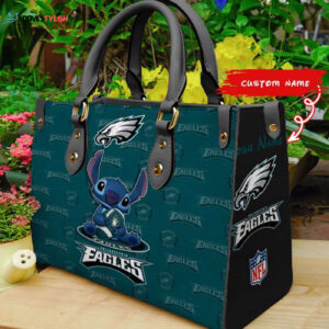 Philadelphia Eagles Stitch Women Custom Name Leather Hand Bag