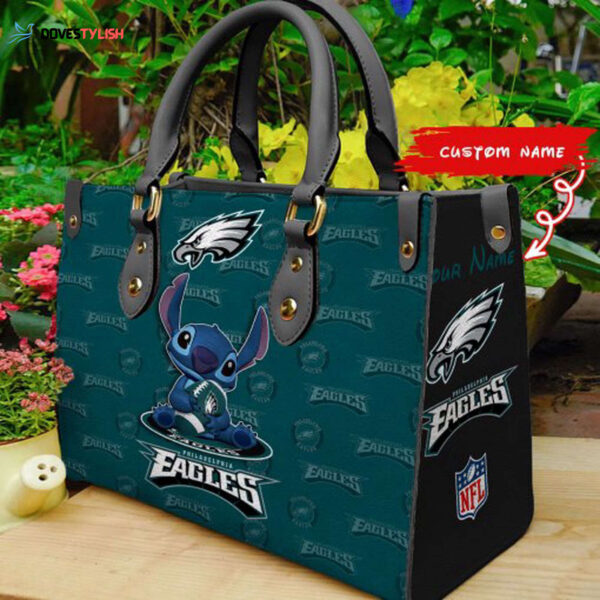 Philadelphia Eagles Stitch Women Custom Name Leather Hand Bag