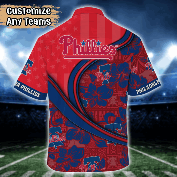Philadelphia Phillies MLB US Flag Flower Hawaii Shirt   For Fans, Custom Summer Football Shirts