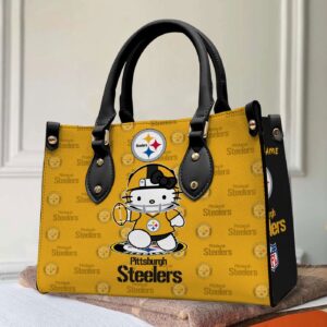 Pittsburgh Steelers Kitty Women Custom Name Leather Hand Bag 3