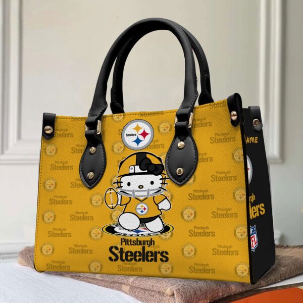 Pittsburgh Steelers Kitty Women Custom Name Leather Hand Bag