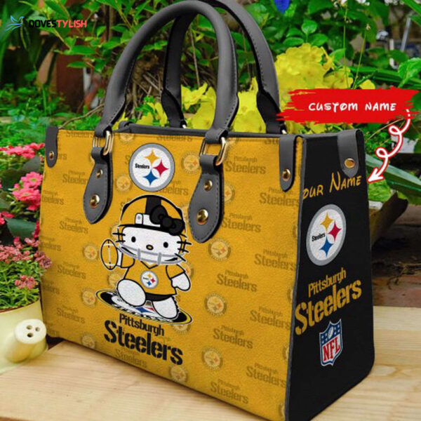 Pittsburgh Steelers Kitty Women Custom Name Leather Hand Bag