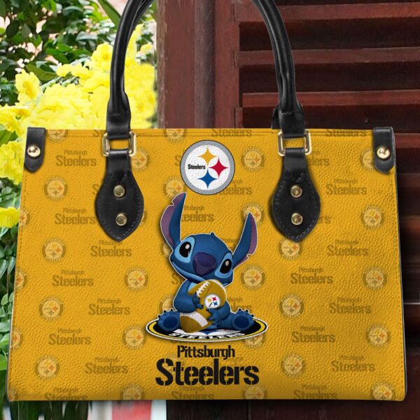Pittsburgh Steelers Stitch Women Custom Name Leather Hand Bag