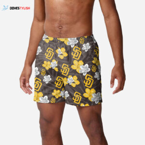 San Diego Padres Hibiscus Swimming Trunks - Stylish MLB Beachwear