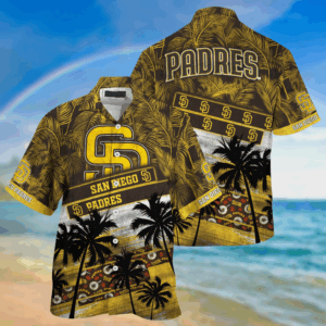 San Diego Padres MLB Palm Tree Pattern Hawaii Shirt For Sports Fans, Unisex Sport Hawaii Shirt