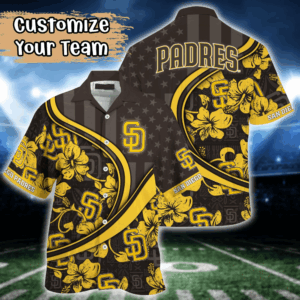 San Diego Padres MLB US Flag Flower Hawaii Shirt  For Fans, Custom Summer Football Shirts