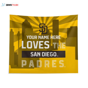 Custom San Diego Padres Skyline Tapestry - Personalized Wall Decor