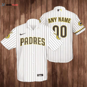 San Diego Padres Custom 3D Hawaiian Shirt - White Vertical Stripes