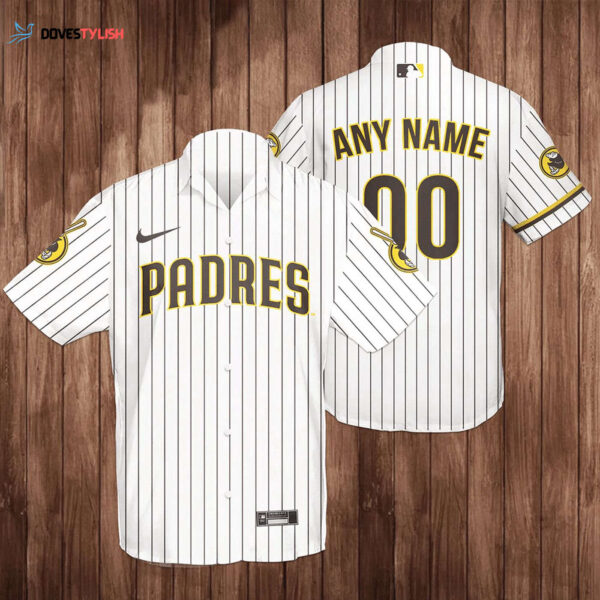 San Diego Padres Custom 3D Hawaiian Shirt – White Vertical Stripes