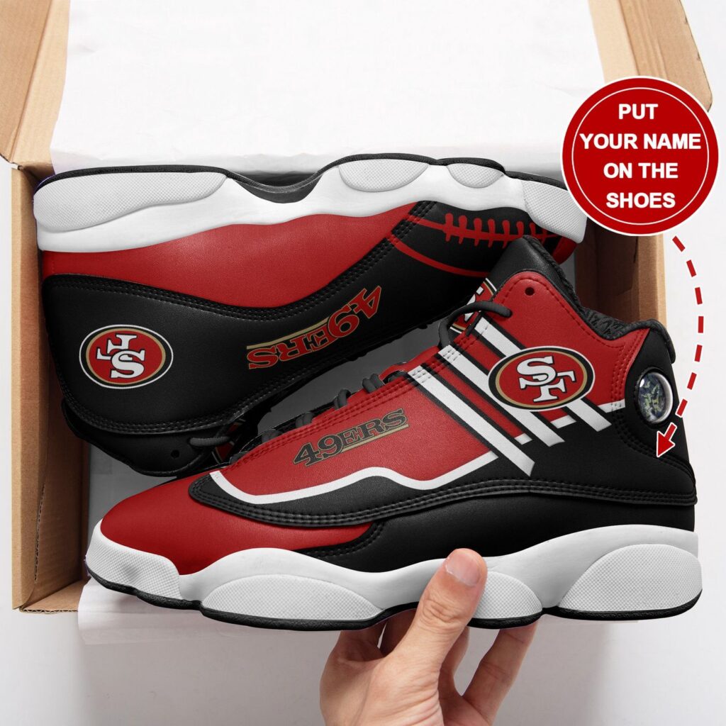 Personalized San Francisco 49ers Air Jordan 13 Sneakers – Custom Name Option Personalized San Francisco 49ers Air Jordan 13 Sneakers – Custom Name Option