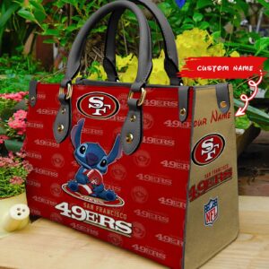 San Francisco 49ers Stitch Women Custom Name Leather Hand Bag