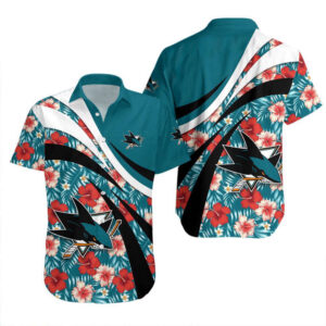 San Jose Sharks Hawaii Shirt Set Hibiscus Sport Style For Men Women
