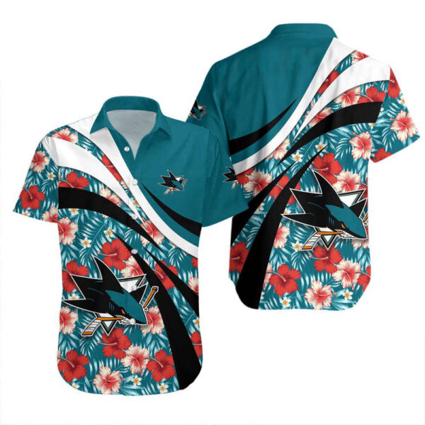 San Jose Sharks Hawaii Shirt Set Hibiscus Sport Style For Men Women