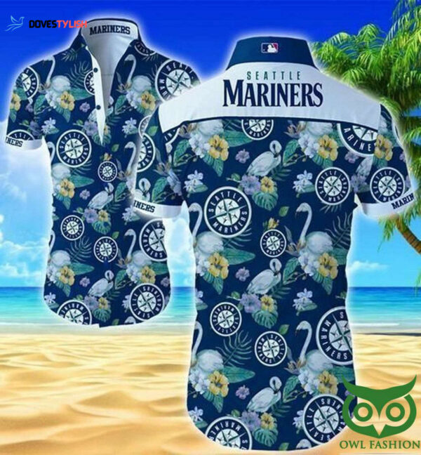 Seattle Mariners Flamingo Floral Blue Hawaiian Shirt – Trendy MLB Fan Apparel
