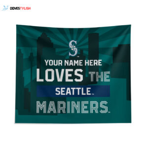 Custom Seattle Mariners Skyline Tapestry - Personalized Home Decor
