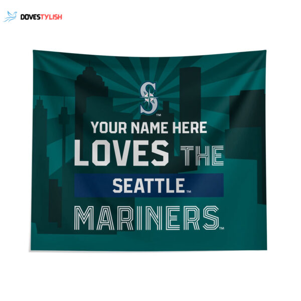 Custom Seattle Mariners Skyline Tapestry – Personalized Home Decor