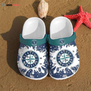 Seattle Mariners Splatter Pattern Clogs Shoes Classic Clogs Shoes