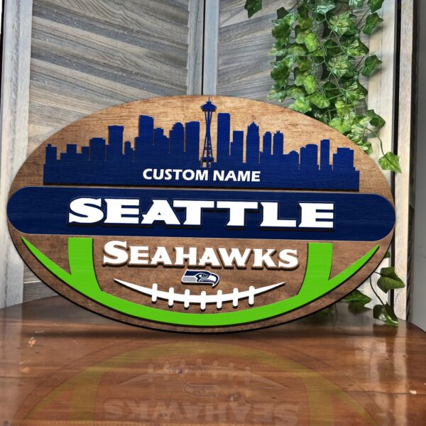 Seattle Seahawks 2 Layers Wooden Sign – Home Decor Gift