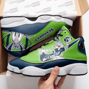 Seattle Seahawks Bugs Bunny Air Jordan 13 Custom Sneaker – Perfect Fan Gift