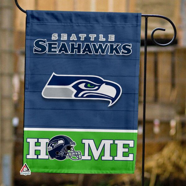 Seattle Seahawks Football Flag, Blitz Mascot Personalized Football Fan Welcome Flags, Custom Family Name NFL Decor – House Garden Decor Gift