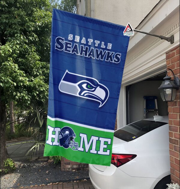 Seattle Seahawks Football Flag, Blitz Mascot Personalized Football Fan Welcome Flags, Custom Family Name NFL Decor – House Garden Decor Gift