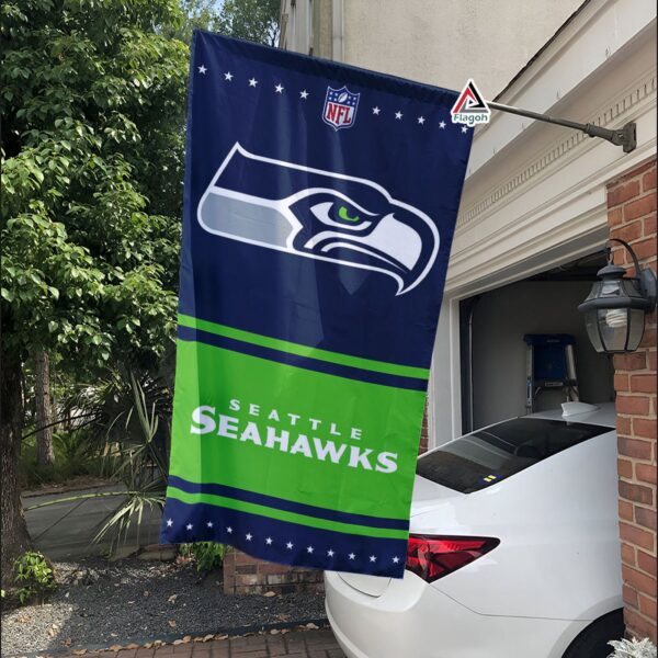 Seattle Seahawks Football Team Flag, NFL Premium Two-sided Vertical Flag – House Garden Decor Gift