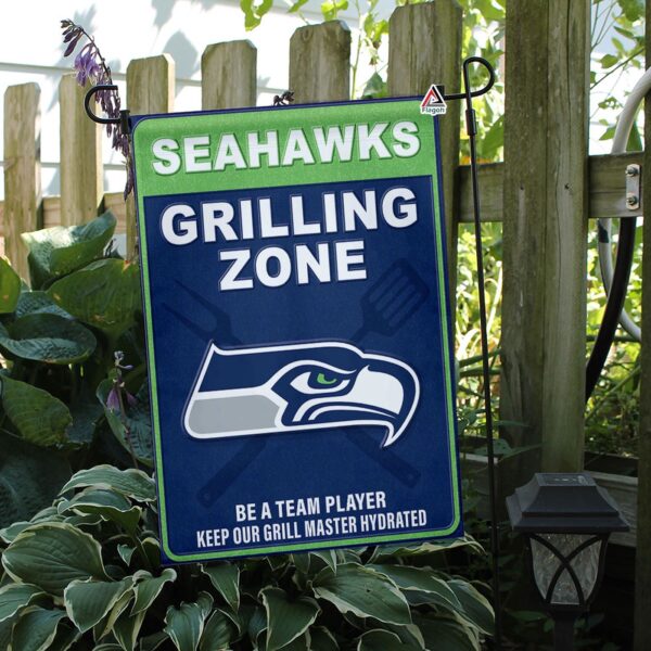 Seattle Seahawks Grilling Zone Flag, Seahawks Football Fans BBQ Flag – House Garden Decor Gift