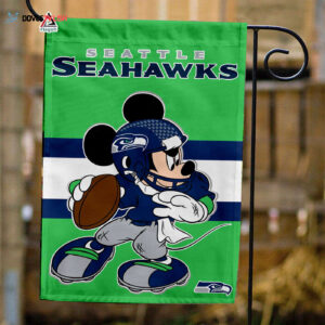 Seattle Seahawks x Mickey Football Flag, NFL Premium Flag - House Garden Decor Gift