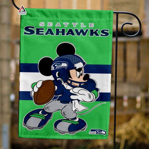 Seattle Seahawks x Mickey Football Flag, NFL Premium Flag – House Garden Decor Gift