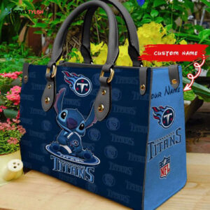 Tennessee Titans Stitch Women Custom Name Leather Hand Bag