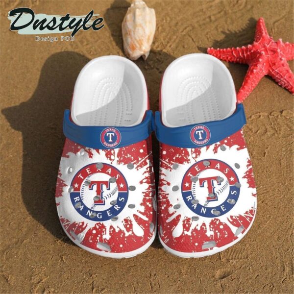 Texas Rangers Logo Pattern Clogs Shoes Classic Clogs Shoes In Red & Blue