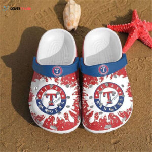 Texas Rangers Splatter Pattern Clogs Shoes Classic Clogs Shoes In Red Blue