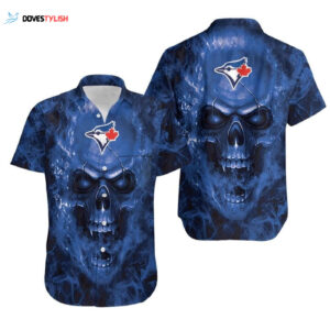 Toronto Blue Jays Fan Skull Hawaiian Shirt - Official MLB Merchandise