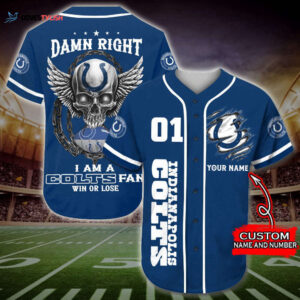Trending 2023 Personalized Indianapolis Colts Skull Damn Right All Over Print 3D Baseball Jersey