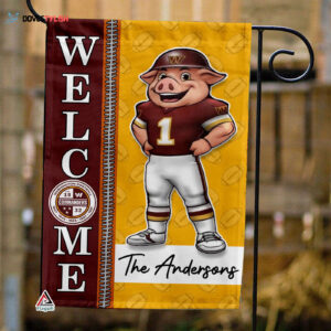 Washington Commanders Football Flag, Major Tuddy Mascot Personalized Football Fan Welcome Flags, Custom Family Name NFL Decor - House Garden Decor Gift