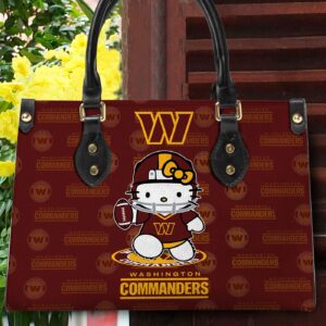 Washington Commanders Kitty Women Custom Name Leather Hand Bag