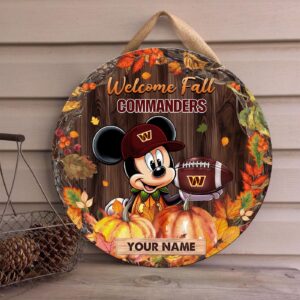 Washington Commanders Mickey Round Wooden Sign – Home Decor Gift