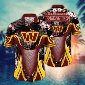 Washington Commanders NFL Flower Hawaii Shirt   For Fans, Summer Football Shirts