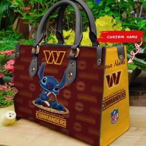 Washington Commanders Stitch Women Custom Name Leather Hand Bag