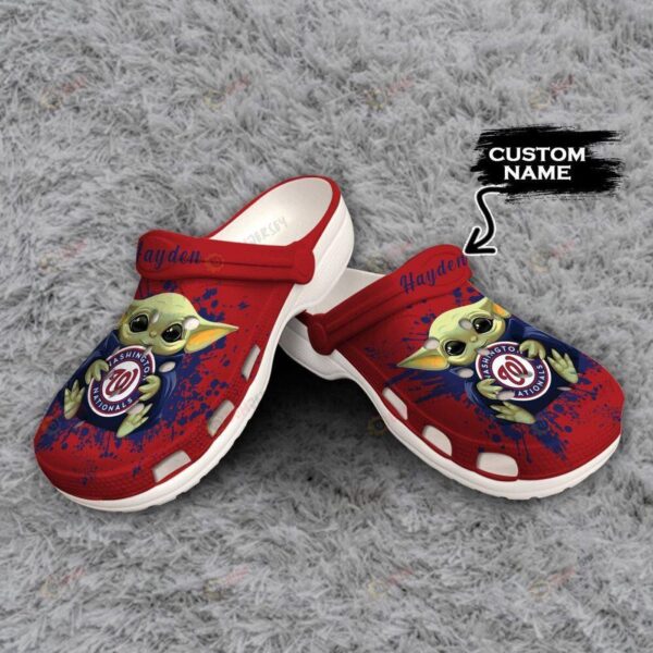 Washington Nationals Baby Yoda Custom Name Clogs Shoes Classic Clogs Shoes