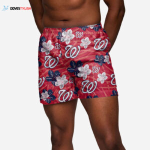 Official Washington Nationals Hibiscus Swimming Trunks - Perfect for Game Day!