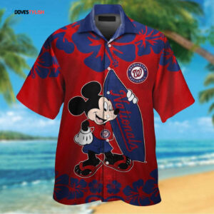 Washington Nationals Mickey Mouse Tropical Hawaiian Shirt Set for Men Women Kids