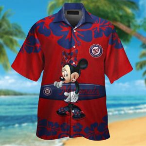 Washington Nationals Minnie Mouse Hawaiian Shirt Set for Men Women and Kids