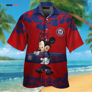 Washington Nationals Minnie Mouse Hawaiian Shirt Set for Men Women and Kids