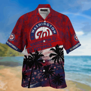 Washington Nationals MLB Palm Tree Pattern Hawaii Shirt For Sports Fans, Unisex Sport Hawaii Shirt