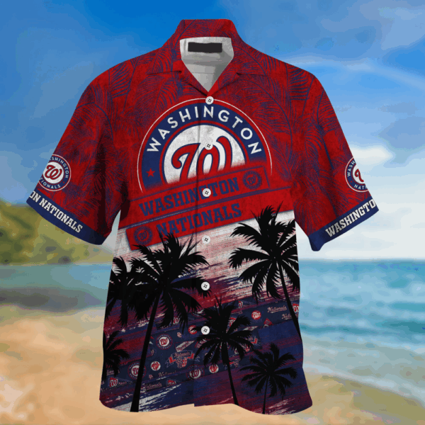Washington Nationals MLB Palm Tree Pattern Hawaii Shirt For Sports Fans, Unisex Sport Hawaii Shirt