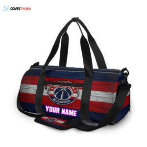 Washington Wizards Red White Wood Personalized Name Travel Bag Gym Bag